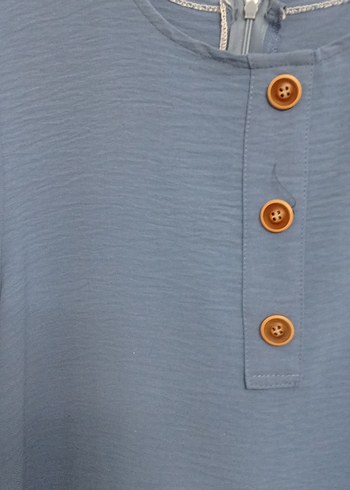 Mavi Düğmeli Bluzu - Görsel 6