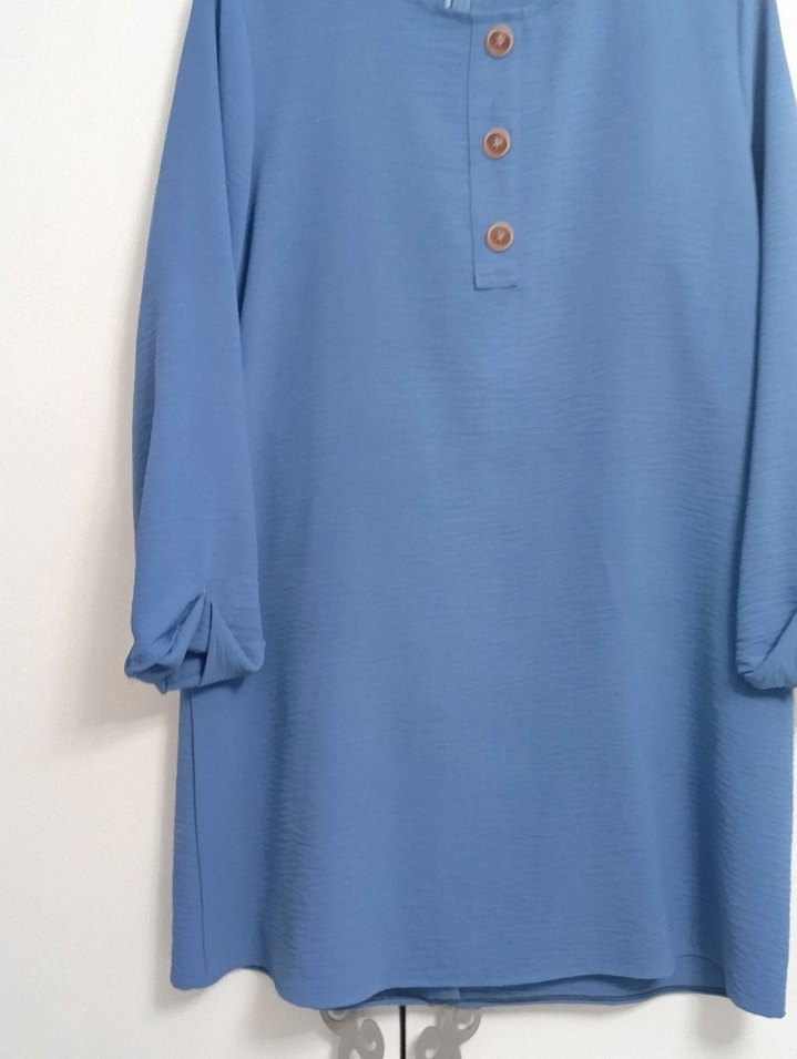 Mavi Düğmeli Bluzu - Görsel 4