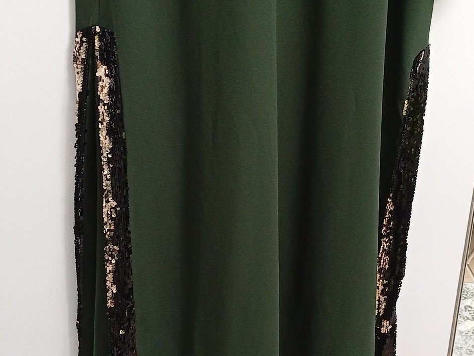 haki Yeşil Uzun Kollu Nakışlı Bohem Elbise - Görsel 4