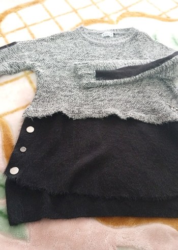 Gri Örgü Kadın Triko Kazak - Görsel 2