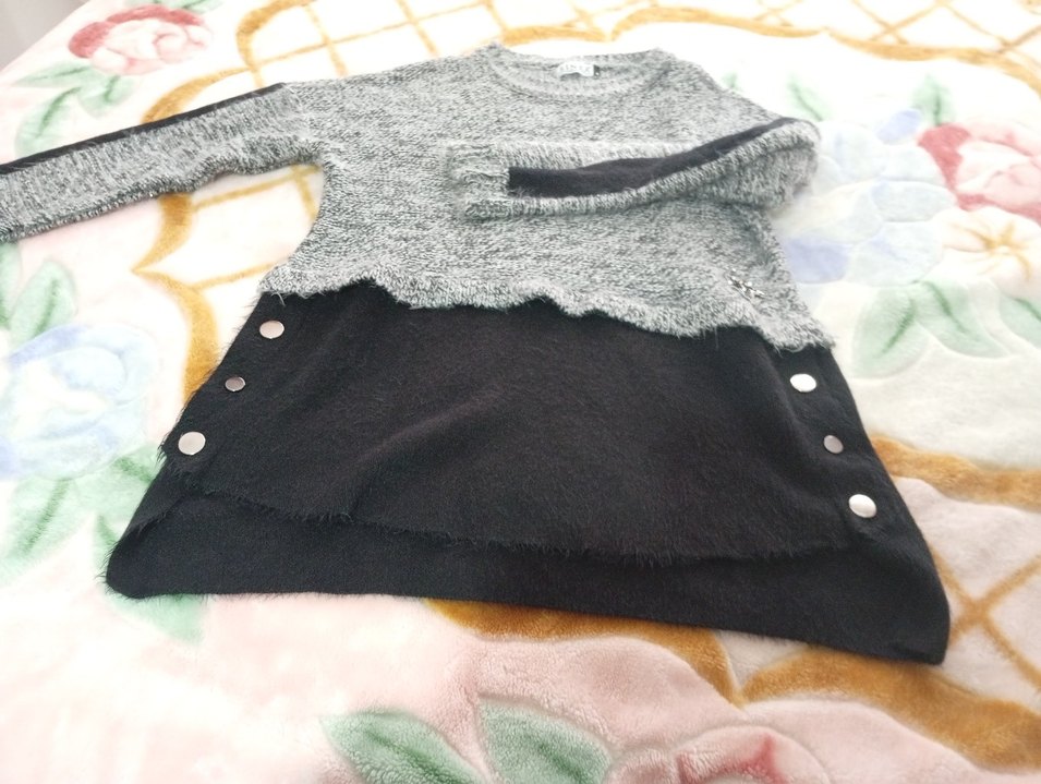 Gri Örgü Kadın Triko Kazak - Görsel 5