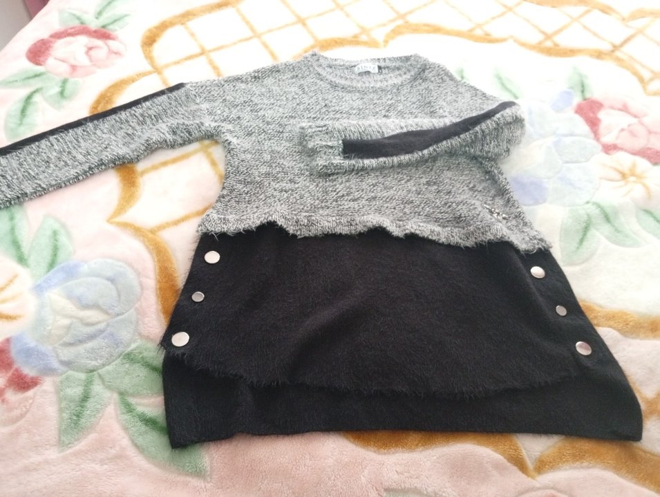 Gri Örgü Kadın Triko Kazak - Görsel 2