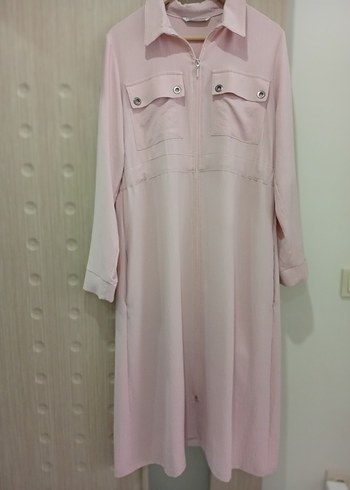 Pudra Renk Uzun Kollu Düğmeli Uzun tunik - Görsel 2