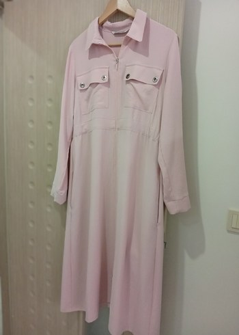 Pudra Renk Uzun Kollu Düğmeli Uzun tunik - Görsel 4