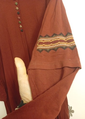 Uzun Kollu, Nakışlı Bohem Kadın Tunik - Görsel 4