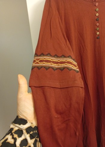 Uzun Kollu, Nakışlı Bohem Kadın Tunik - Görsel 2