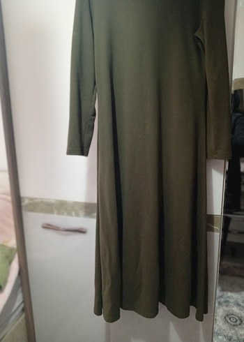 Uzun Kollu Haki Uzun Elbise - Görsel 6