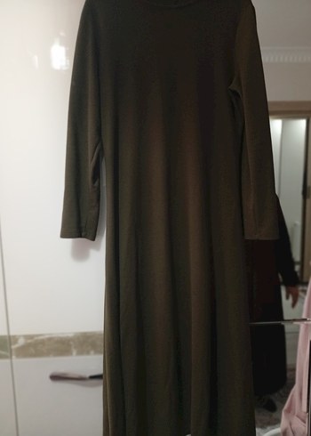 Uzun Kollu Haki Uzun Elbise - Görsel 8