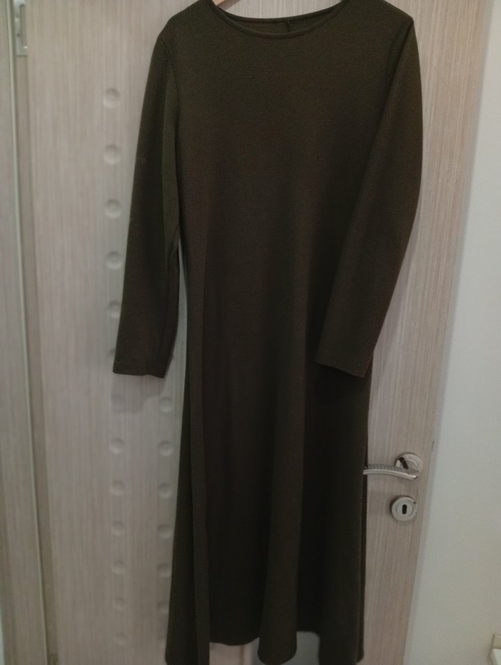 Uzun Kollu Haki Uzun Elbise - Görsel 2