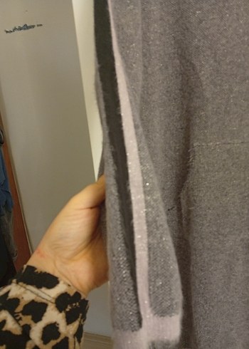 Gri Kadın Midi Örgü Kazak - Görsel 4