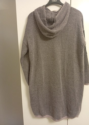 Gri Kadın Midi Örgü Kazak - Görsel 3