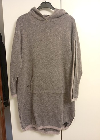 Gri Kadın Midi Örgü Kazak - Görsel 2