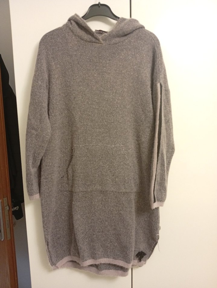 Gri Kadın Midi Örgü Kazak - Görsel 2