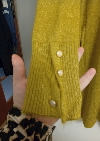 yağ yeşili Triko Midi Kadın Kazak - Görsel 8