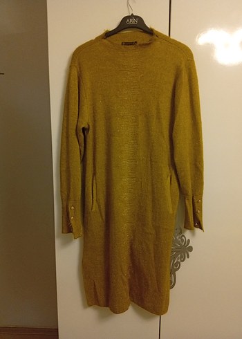 yağ yeşili Triko Midi Kadın Kazak - Görsel 2