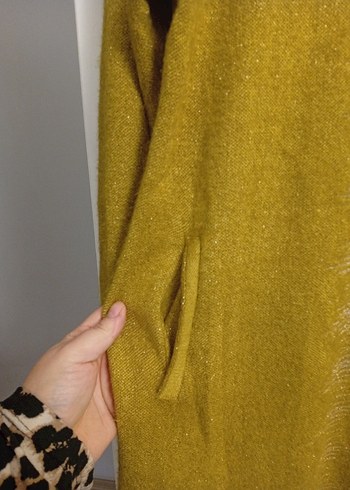 yağ yeşili Triko Midi Kadın Kazak - Görsel 9