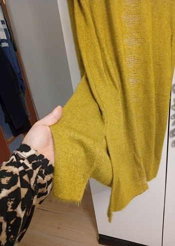 yağ yeşili Triko Midi Kadın Kazak - Görsel 7