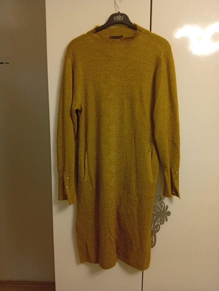 yağ yeşili Triko Midi Kadın Kazak - Görsel 2