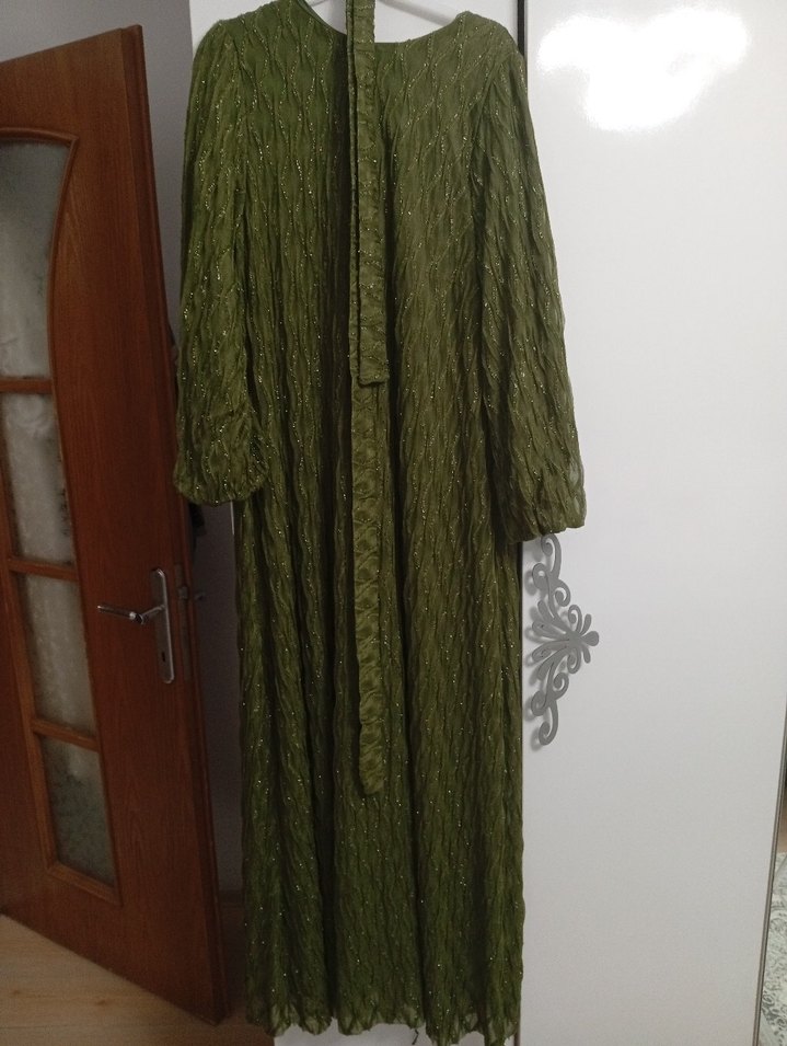 Haki Uzun abiye elbise - Görsel 4