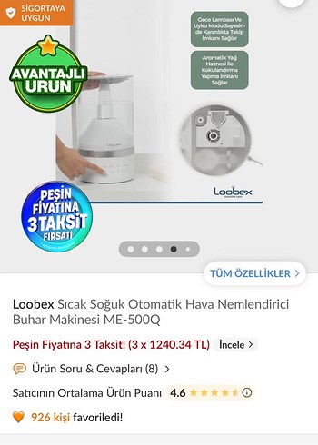 Loobex Beyaz Gri Hava Nemlendirici - Görsel 2