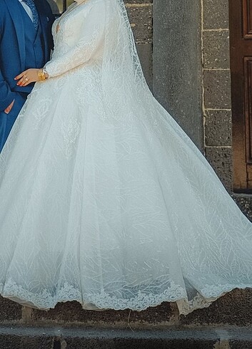 Gelinlik özel dikim Fransız dantelli  - Görsel 2
