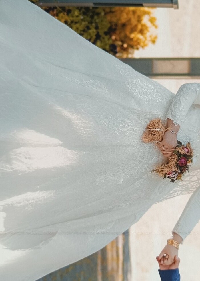 Gelinlik özel dikim Fransız dantelli  - Görsel 3