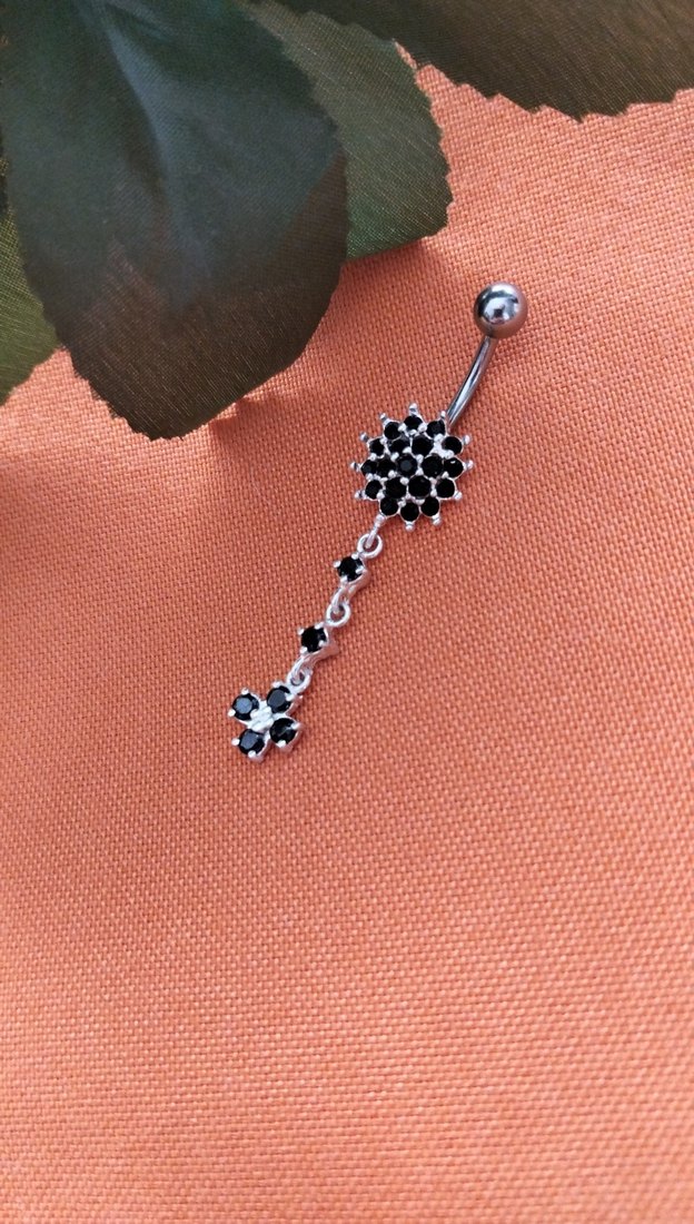 925 Ayar Gümüş Uzun Göbek Piercingi - Görsel 2