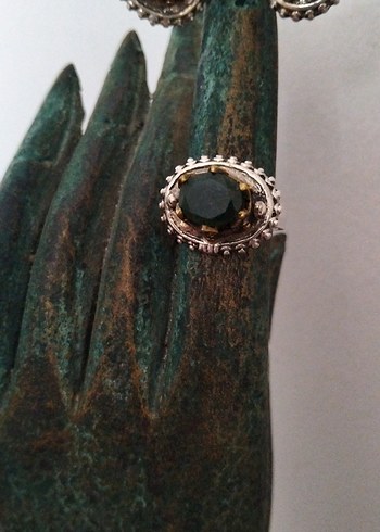 925 Ayar Gümüş Kök Zümrüt Taşlı Takı Seti - Görsel 4