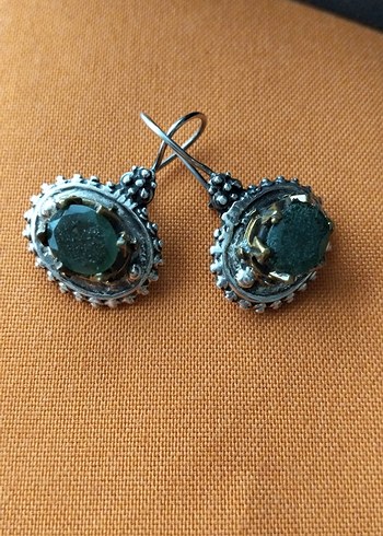 925 Ayar Gümüş Kök Zümrüt Taşlı Takı Seti - Görsel 3