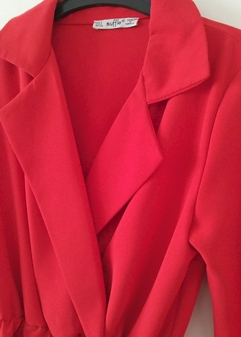 Klasik Kesim Kırmızı Kadın Elbise - Görsel 3