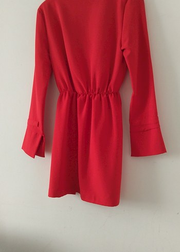 Klasik Kesim Kırmızı Kadın Elbise - Görsel 4