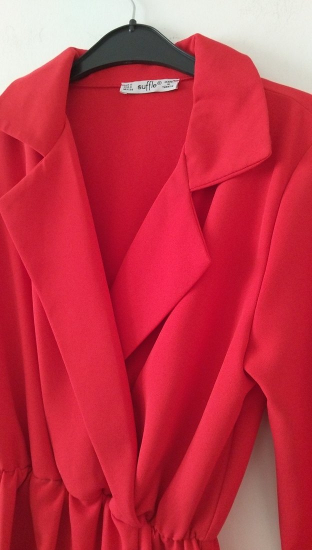 Klasik Kesim Kırmızı Kadın Elbise - Görsel 3