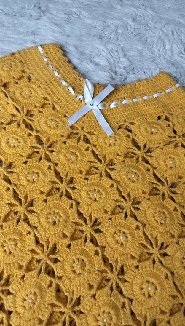 Kız Çocuk El Örgüsü Tasarım Panço - Görsel 5