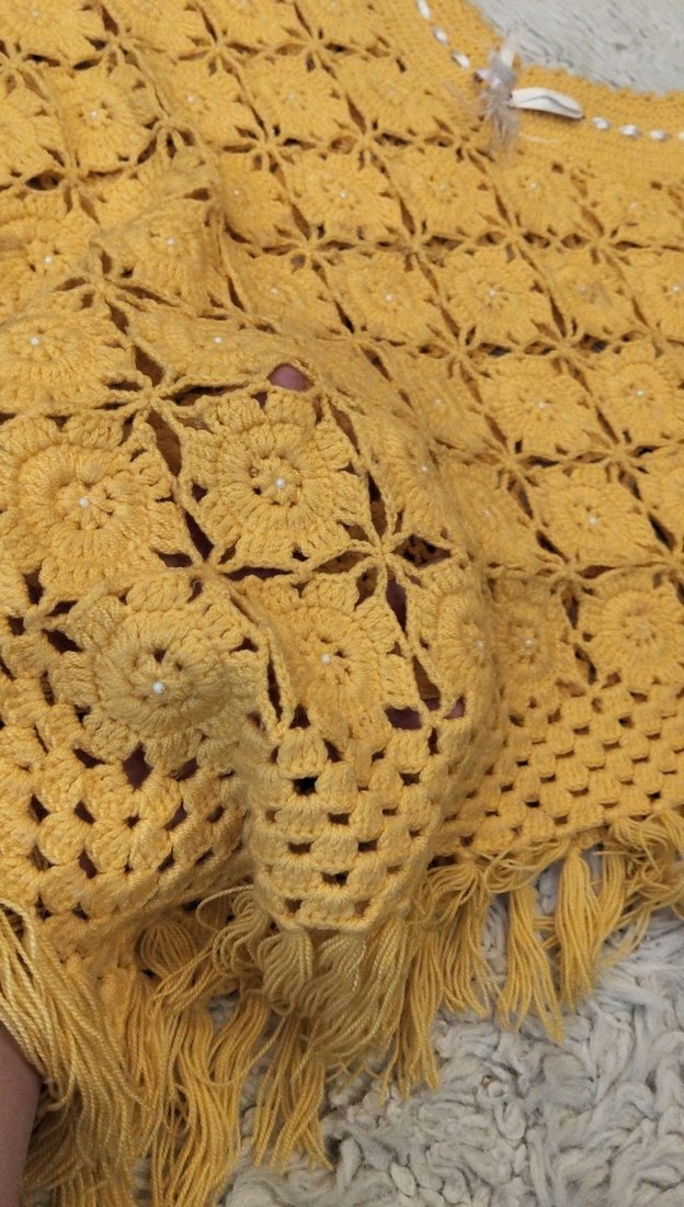 Kız Çocuk El Örgüsü Tasarım Panço - Görsel 4