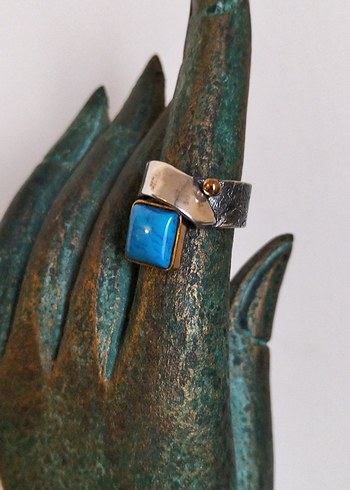 925 Ayar Gümüş Firuze Taşlı Kadın Yüzük - Görsel 2