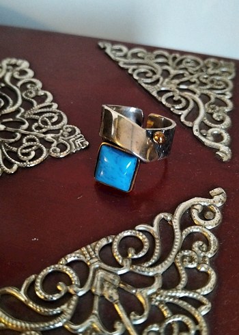 925 Ayar Gümüş Firuze Taşlı Kadın Yüzük - Görsel 4