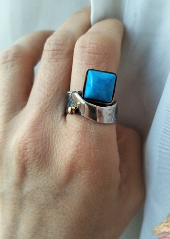 925 Ayar Gümüş Firuze Taşlı Kadın Yüzük - Görsel 3