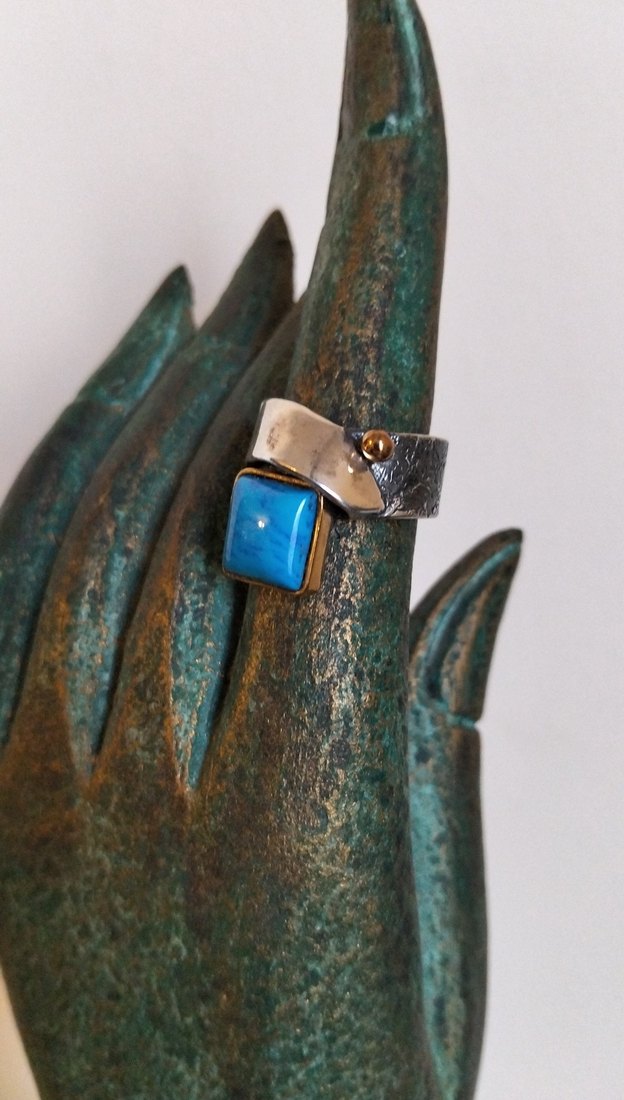 925 Ayar Gümüş Firuze Taşlı Kadın Yüzük - Görsel 2