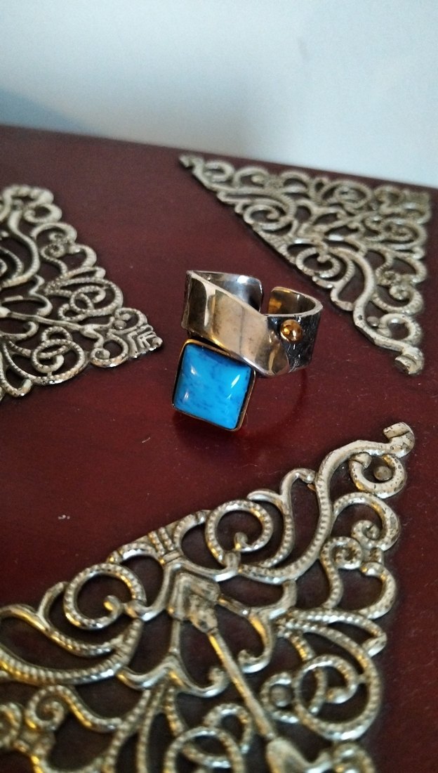 925 Ayar Gümüş Firuze Taşlı Kadın Yüzük - Görsel 4