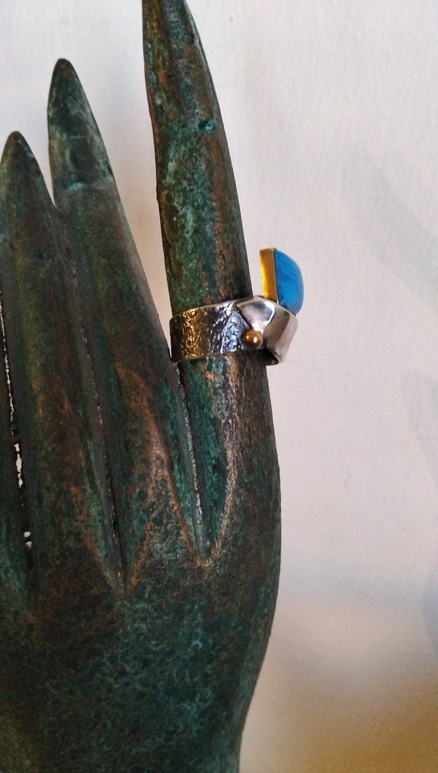 925 Ayar Gümüş Firuze Taşlı Kadın Yüzük - Görsel 5