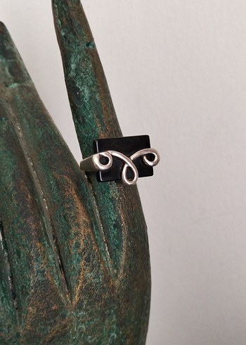 925 Ayar Gümüş Siyah Modern Yüzük - Görsel 2