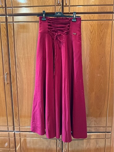 Minel Aşk Kışlık Kumaş Bordo Etek