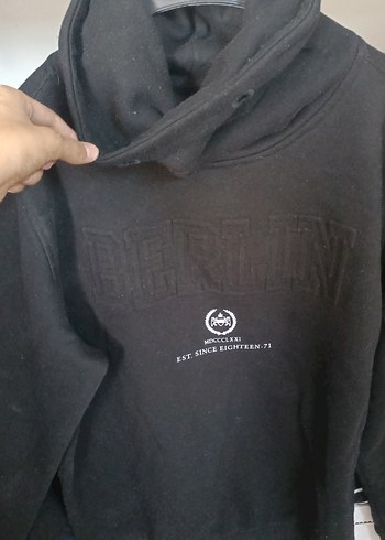 l Beden siyah Renk Düğmeli Yaka Siyah Erkek Sweatshirt