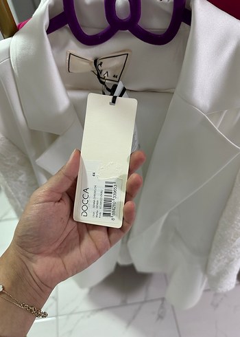 44 Beden Senna takım Dantel Detaylı Beyaz Kadın Blazer Ceket
