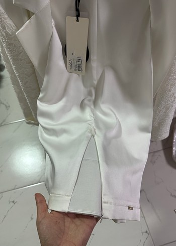 Zara Senna takım Dantel Detaylı Beyaz Kadın Blazer Ceket