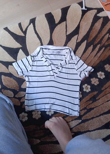Trendyol & Milla Çizgili Beyaz Kadın crop