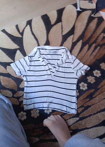 s Beden beyaz Renk Çizgili Beyaz Kadın crop