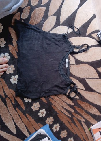Stradivarius Siyah Örgü İnce Askılı Mini Kadın Atlet