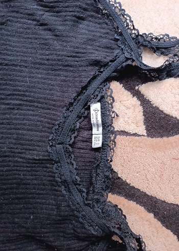 26 Beden siyah Renk Siyah Örgü İnce Askılı Mini Kadın Atlet