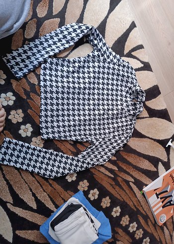 Gri Örgü Desenli crop